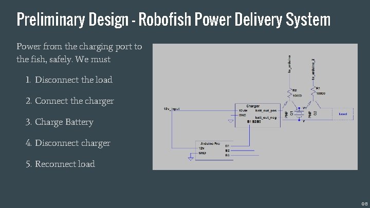 Preliminary Design - Robofish Power Delivery System Power from the charging port to the