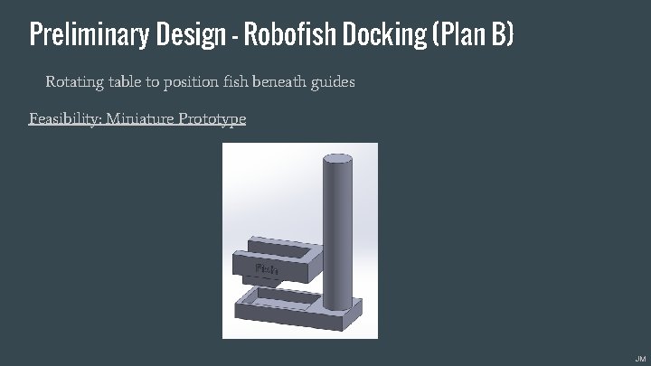 Preliminary Design - Robofish Docking (Plan B) Rotating table to position fish beneath guides
