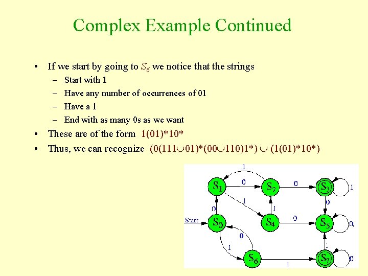 Complex Example Continued • If we start by going to S 6 we notice