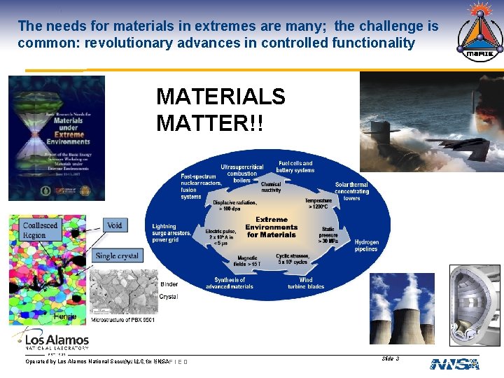 The needs for materials in extremes are many; the challenge is common: revolutionary advances