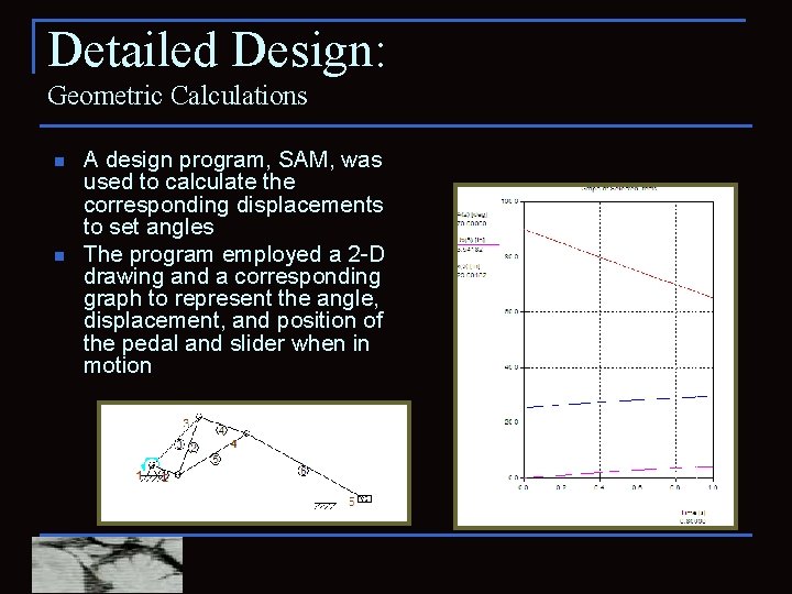 Detailed Design: Geometric Calculations n n A design program, SAM, was used to calculate