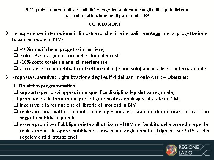 BIM quale strumento di sostenibilità energetico-ambientale negli edifici pubblici con particolare attenzione per il