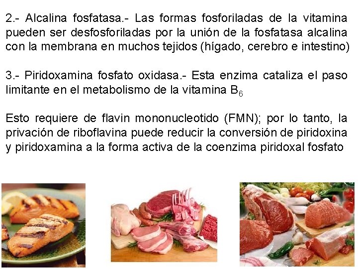 2. - Alcalina fosfatasa. - Las formas fosforiladas de la vitamina pueden ser desfosforiladas