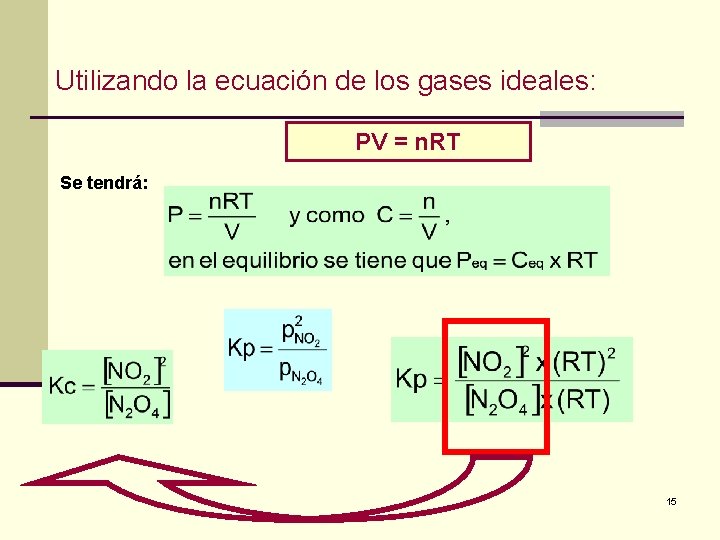 Utilizando la ecuación de los gases ideales: PV = n. RT Se tendrá: 15