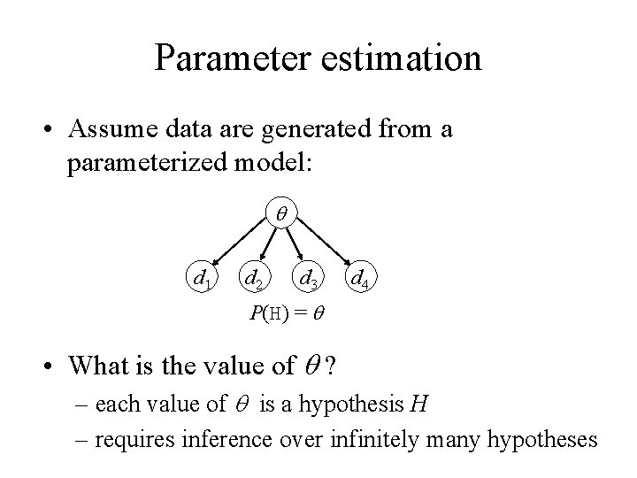 Parameter estimation • Assume data are generated from a parameterized model: q d 1