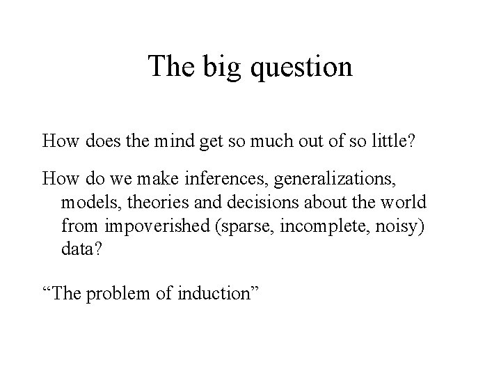 The big question How does the mind get so much out of so little?