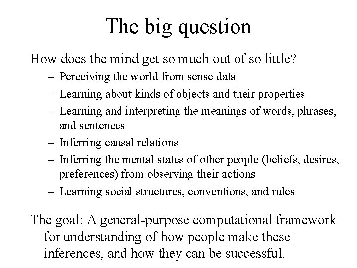 The big question How does the mind get so much out of so little?