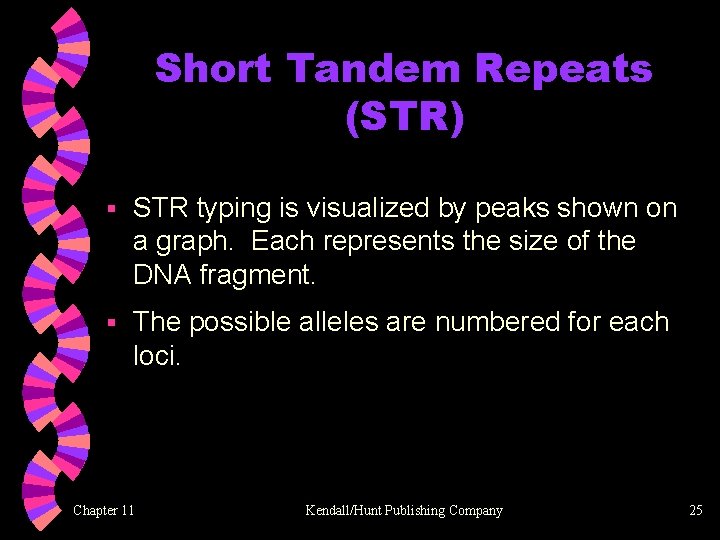 Short Tandem Repeats (STR) § STR typing is visualized by peaks shown on a