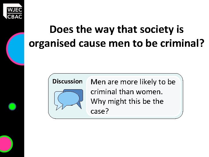 Does the way that society is organised cause men to be criminal? Discussion Men