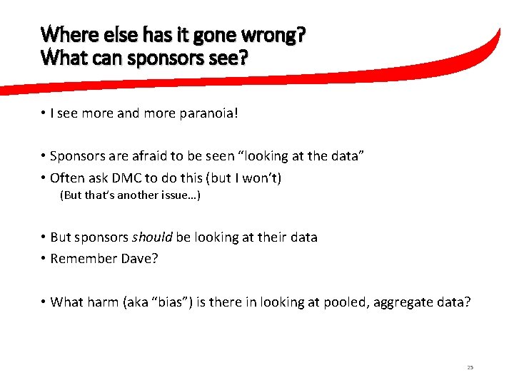 Where else has it gone wrong? What can sponsors see? • I see more