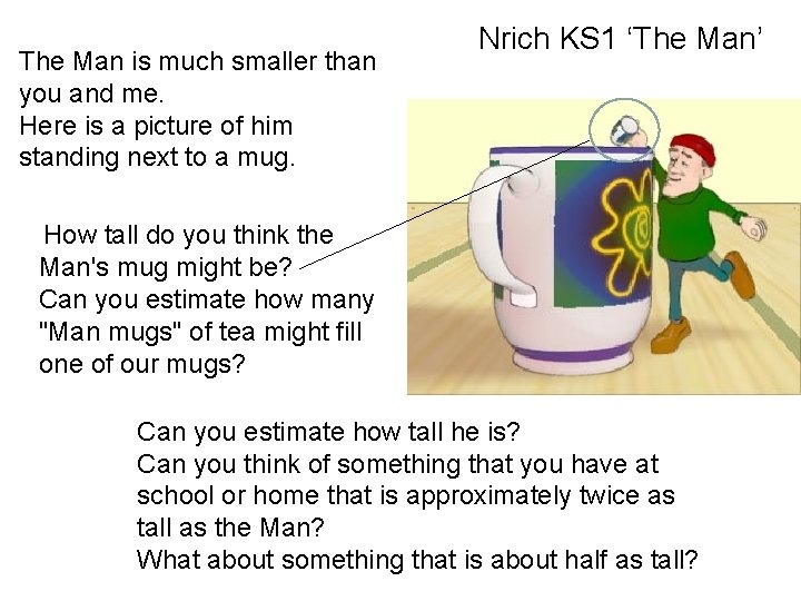 The Man is much smaller than you and me. Here is a picture of