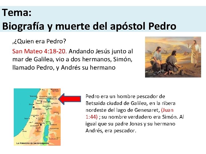 Tema: Biografía y muerte del apóstol Pedro , ¿Quien era Pedro? San Mateo 4: