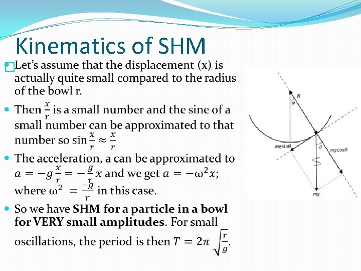 Kinematics of SHM � Kinematics of SHM �