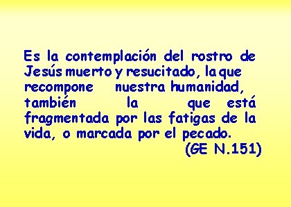 Es la contemplación del rostro de Jesús muerto y resucitado, la que recompone nuestra