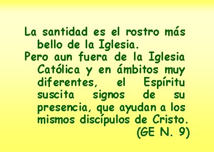 La santidad es el rostro más bello de la Iglesia. Pero aun fuera de