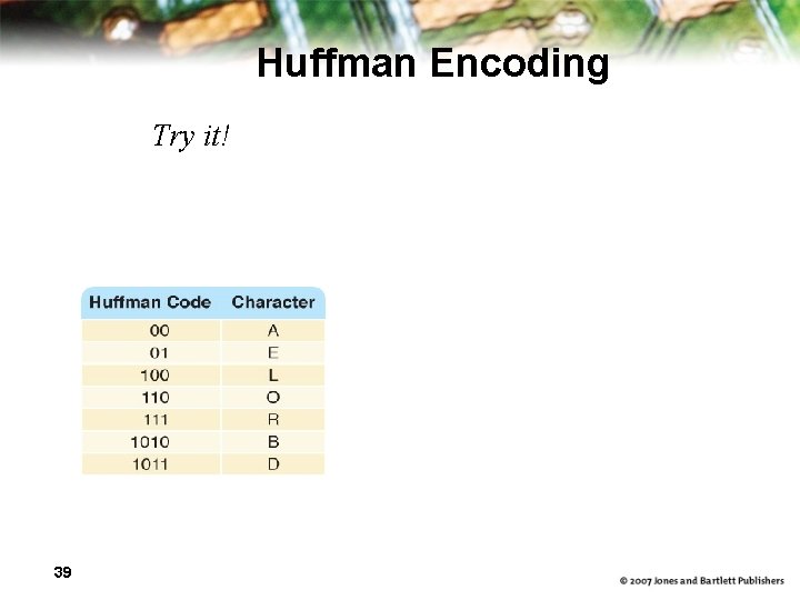 Huffman Encoding Try it! 39 