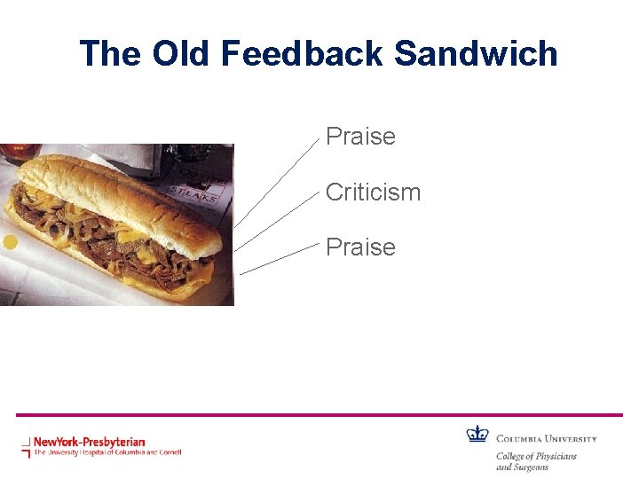 The Old Feedback Sandwich Praise Criticism Praise 