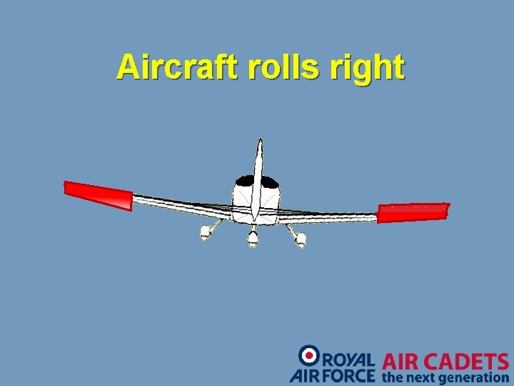 Aircraft rolls right 
