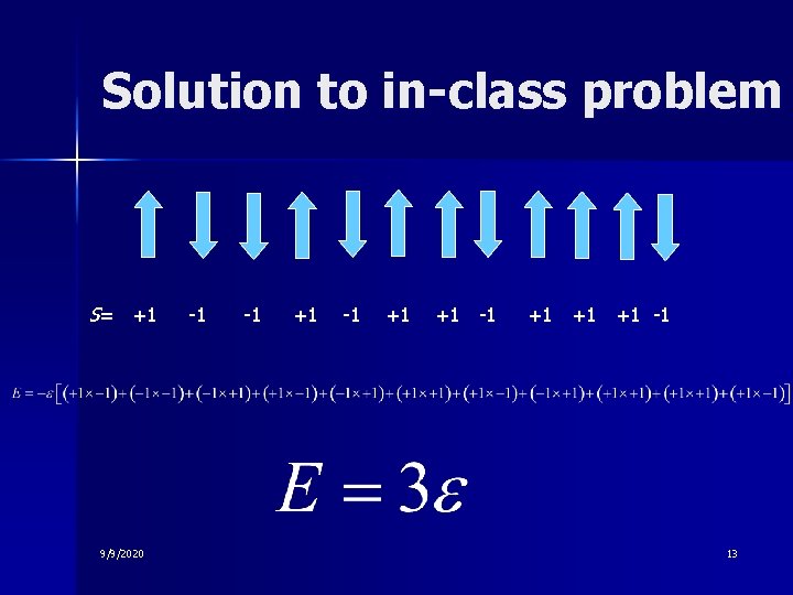 Solution to in-class problem S= +1 9/9/2020 -1 -1 +1 +1 +1 -1 13 Solution to in-class problem S= +1 9/9/2020 -1 -1 +1 +1 +1 -1 13