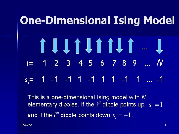 One-Dimensional Ising Model … i= 1 2 3 4 5 6 7 8 9 One-Dimensional Ising Model … i= 1 2 3 4 5 6 7 8 9