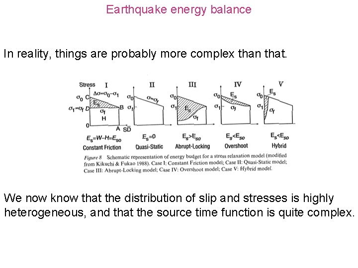 Earthquake energy balance In reality, things are probably more complex than that. We now