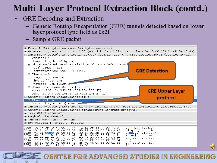 Multi-Layer Protocol Extraction Block (contd. ) • GRE Decoding and Extraction – Generic Routing