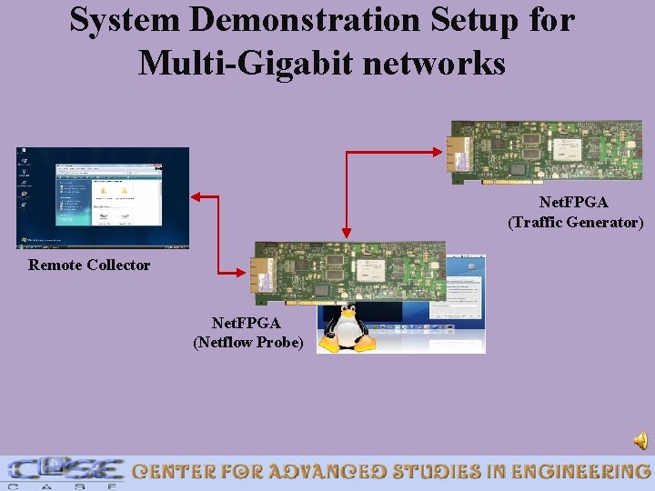 System Demonstration Setup for Multi-Gigabit networks Net. FPGA (Traffic Generator) Remote Collector Net. FPGA