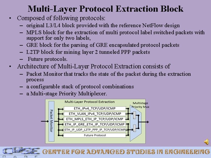 Multi-Layer Protocol Extraction Block • Composed of following protocols: – original L 3/L 4