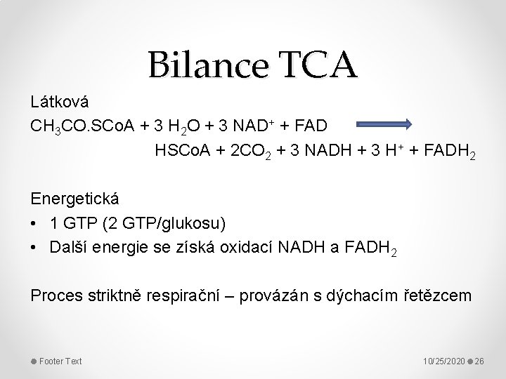 Bilance TCA Látková CH 3 CO. SCo. A + 3 H 2 O +