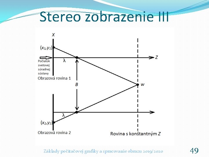 Stereo zobrazenie III Základy počítačovej grafiky a spracovanie obrazu 2019/2020 49 