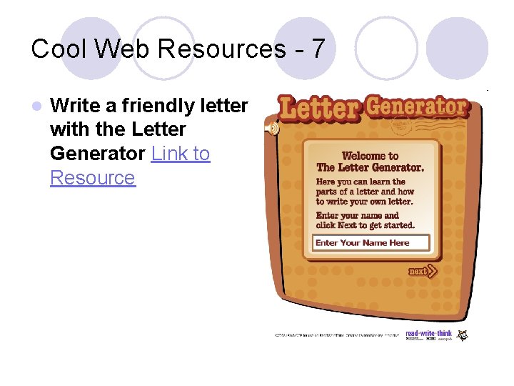 Cool Web Resources - 7 l Write a friendly letter with the Letter Generator