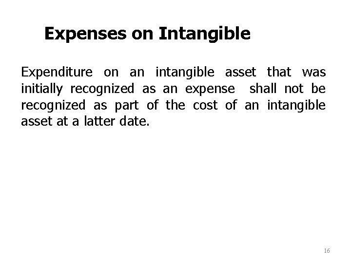 Expenses on Intangible Assets Expenditure on an intangible asset that was initially recognized as