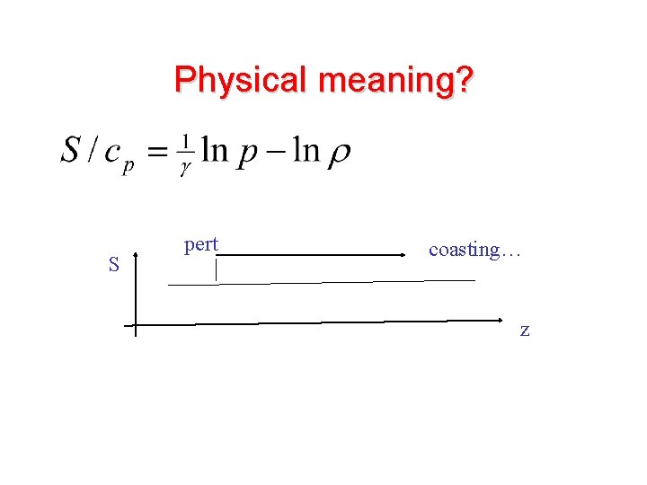 Physical meaning? S pert coasting… z 