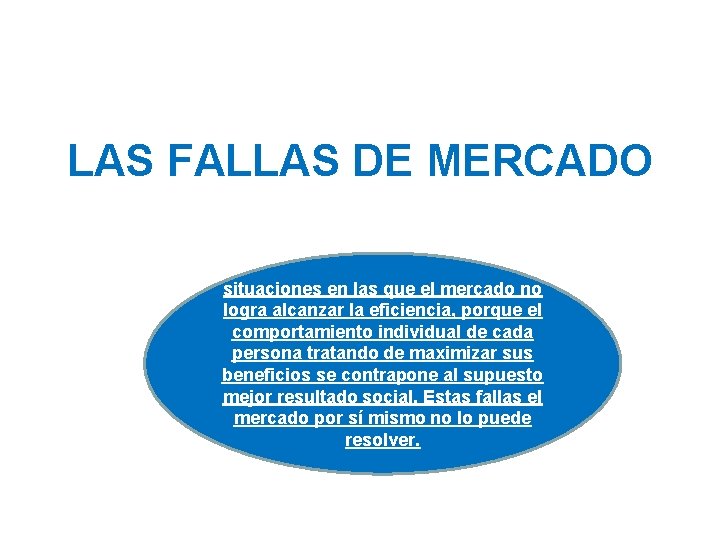 LAS FALLAS DE MERCADO situaciones en las que el mercado no logra alcanzar la