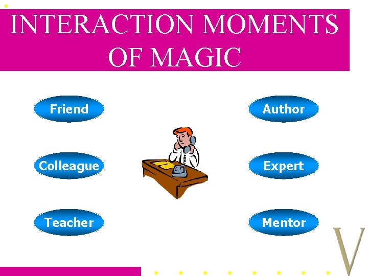 INTERACTION MOMENTS OF MAGIC Friend Author Colleague Expert Teacher Mentor 