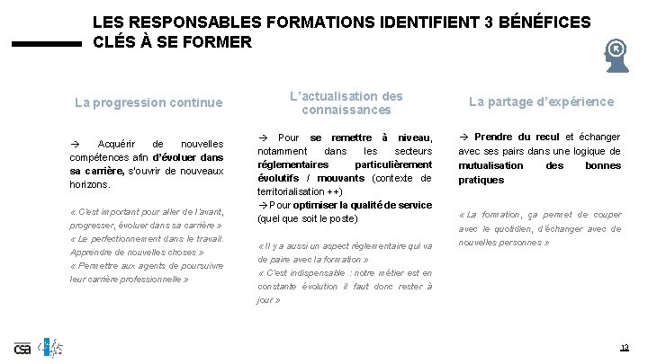 LES RESPONSABLES FORMATIONS IDENTIFIENT 3 BÉNÉFICES CLÉS À SE FORMER L’actualisation des connaissances La