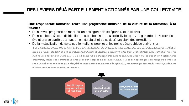 DES LEVIERS DÉJÀ PARTIELLEMENT ACTIONNÉS PAR UNE COLLECTIVITÉ 2 Une responsable formation relate une