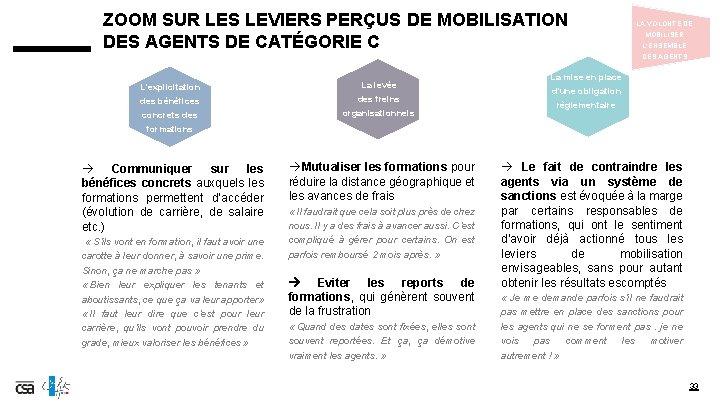 ZOOM SUR LES LEVIERS PERÇUS DE MOBILISATION DES AGENTS DE CATÉGORIE C LA VOLONTE