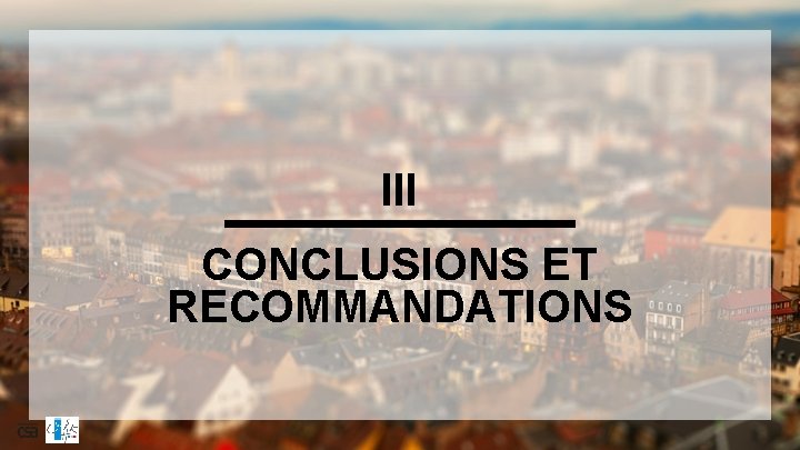 III CONCLUSIONS ET RECOMMANDATIONS 
