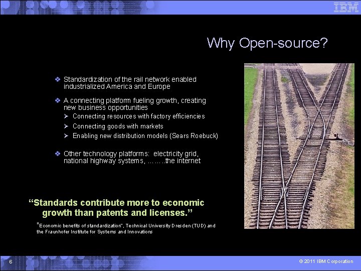 Why Open-source? Standardization of the rail network enabled industrialized America and Europe A connecting