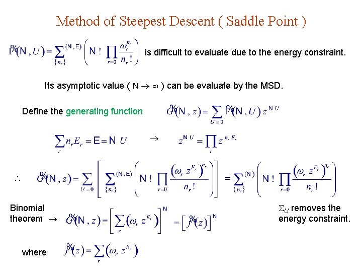 Method of Steepest Descent ( Saddle Point ) is difficult to evaluate due to
