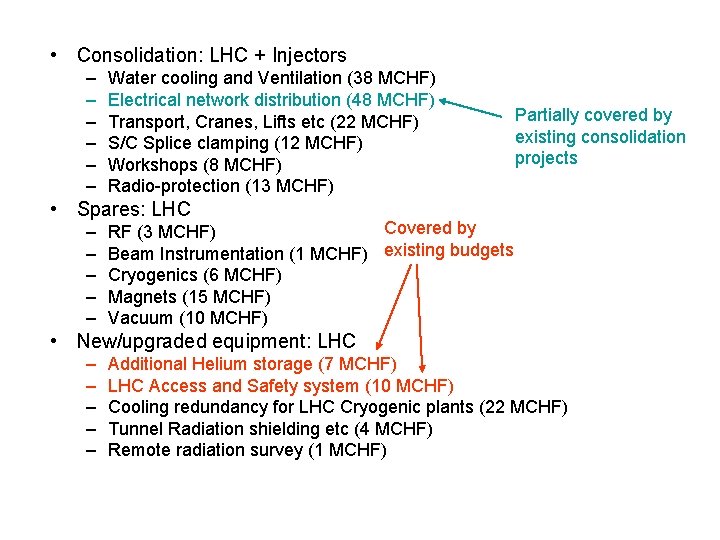  • Consolidation: LHC + Injectors – – – Water cooling and Ventilation (38