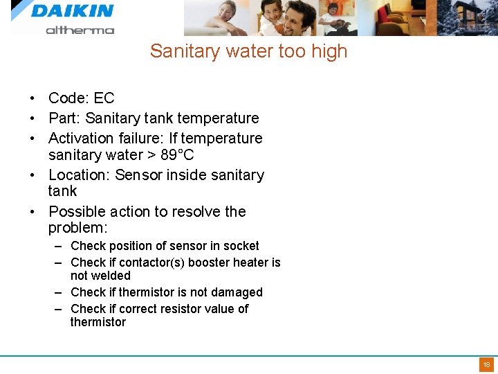 Sanitary water too high • Code: EC • Part: Sanitary tank temperature • Activation