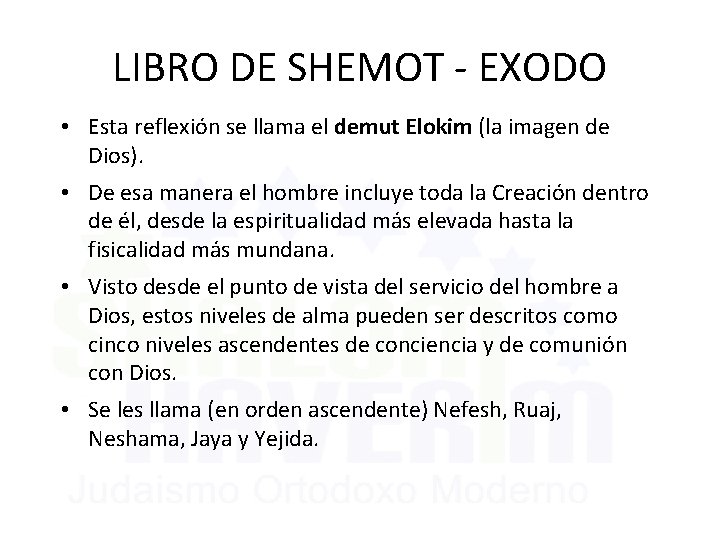 LIBRO DE SHEMOT - EXODO • Esta reflexión se llama el demut Elokim (la