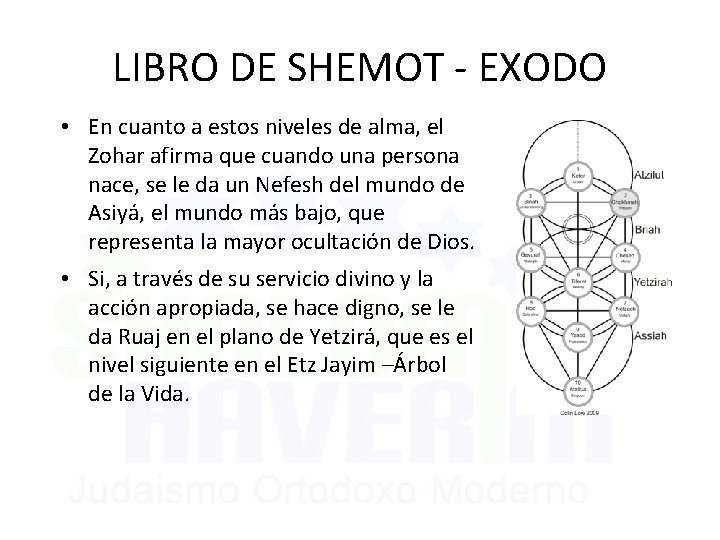 LIBRO DE SHEMOT - EXODO • En cuanto a estos niveles de alma, el
