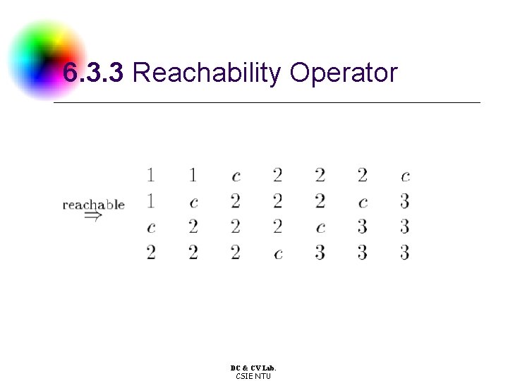 6. 3. 3 Reachability Operator DC & CV Lab. CSIE NTU 