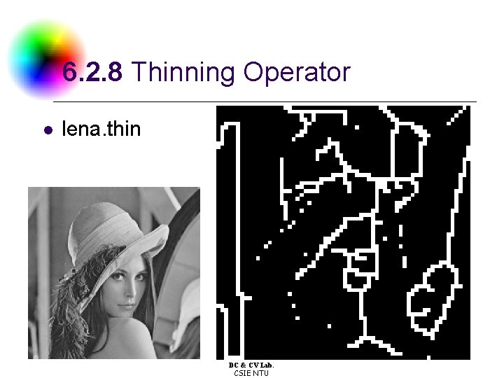 6. 2. 8 Thinning Operator l lena. thin DC & CV Lab. CSIE NTU