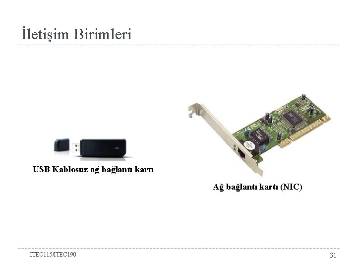 İletişim Birimleri USB Kablosuz ağ bağlantı kartı Ağ bağlantı kartı (NIC) ITEC 115/ITEC 190