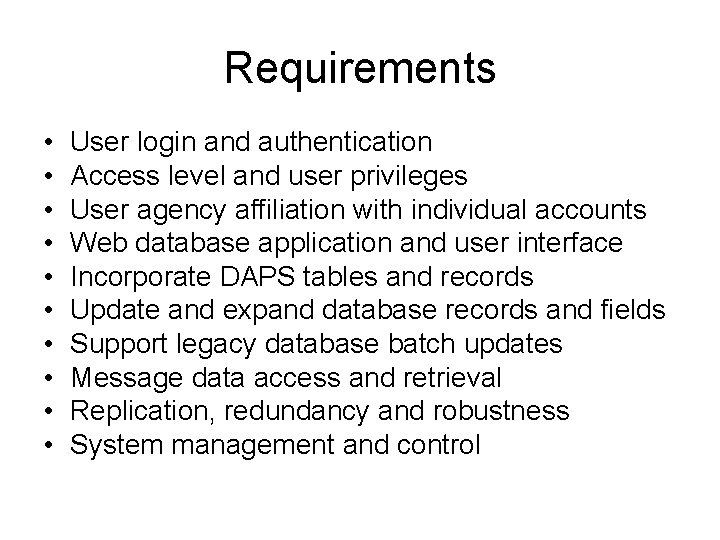 DCS Alternate Data Distribution System DADDS Database Development