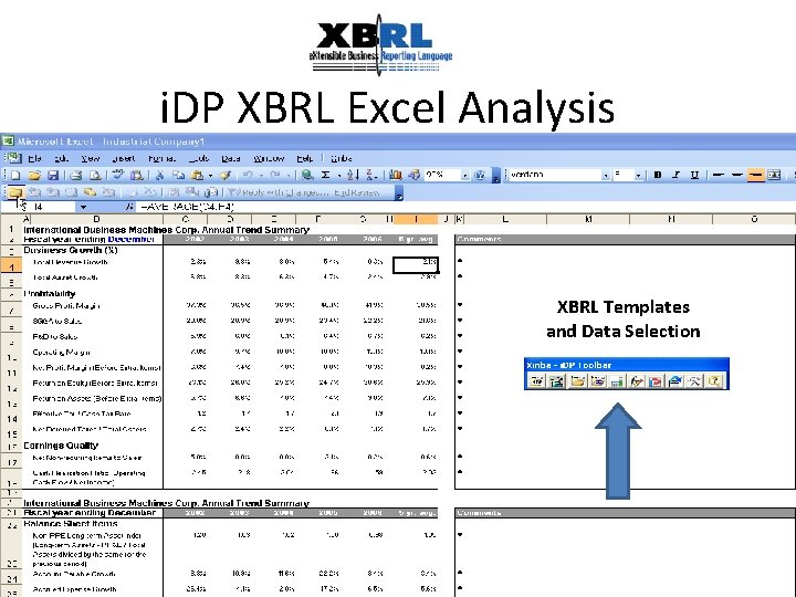 i. DP XBRL Excel Analysis XBRL Templates and Data Selection 